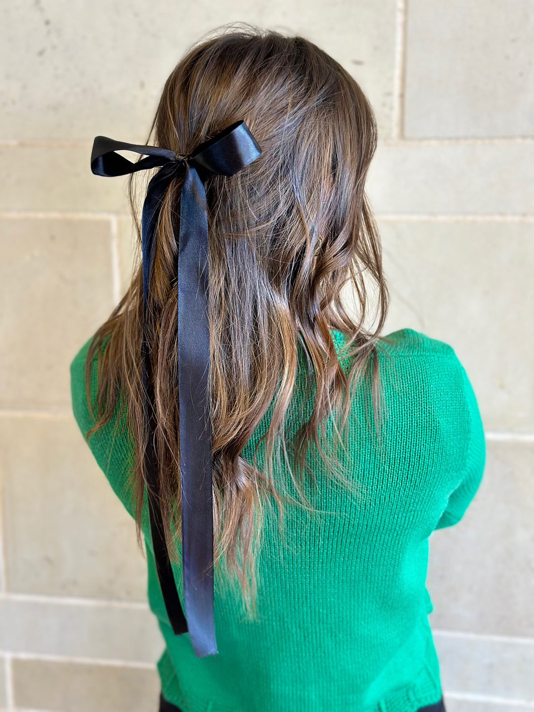 Black Trendy Satin Women's Hair Bow