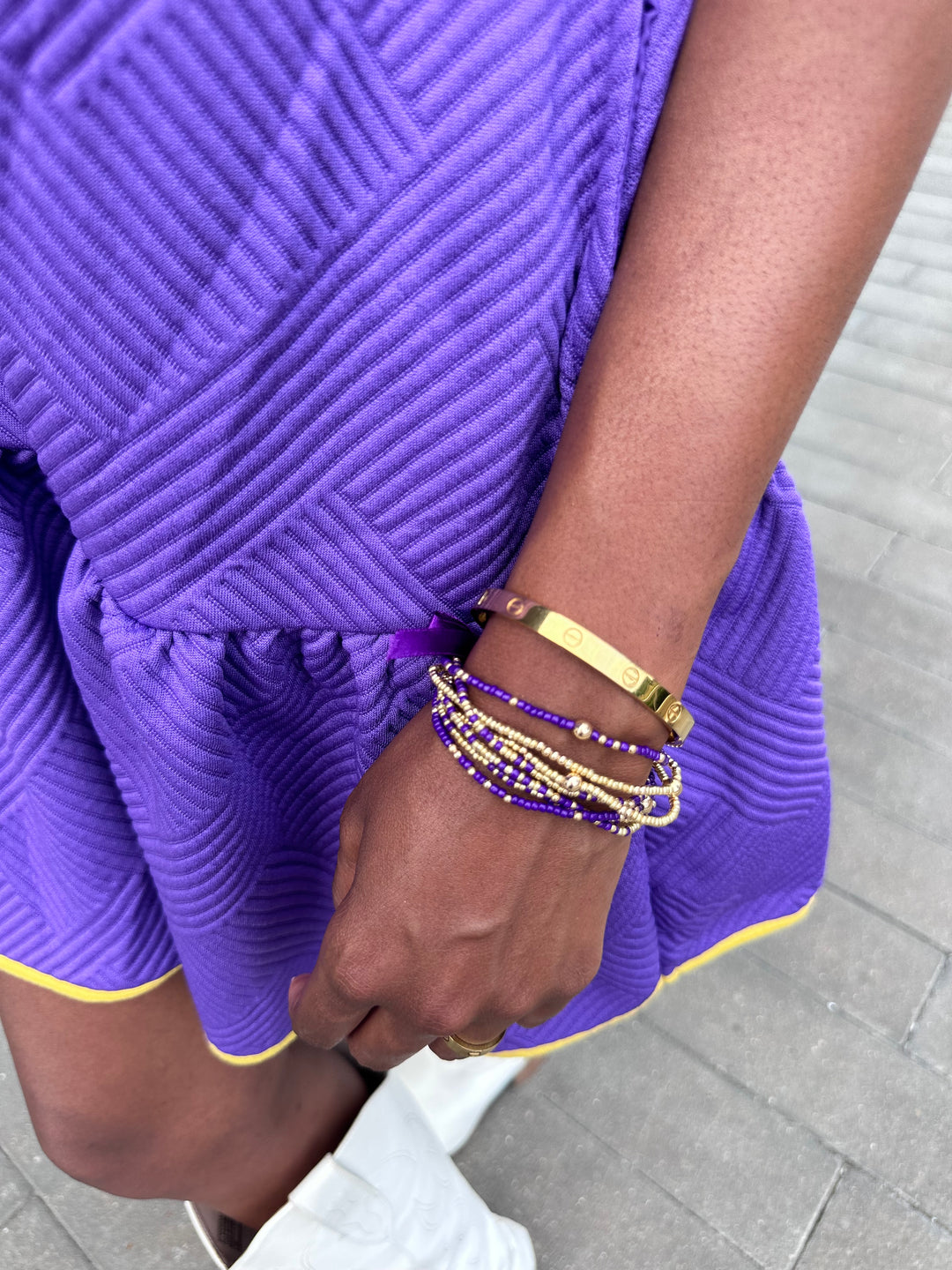 Purple and Gold Game Day Bracelet Set