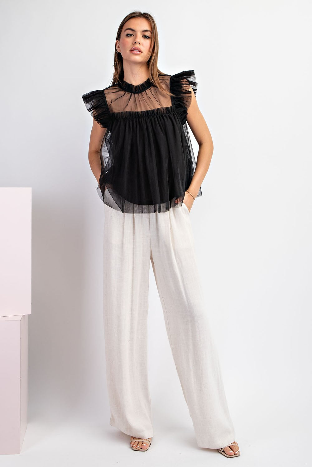 Daisy Black Tulle Spring Top