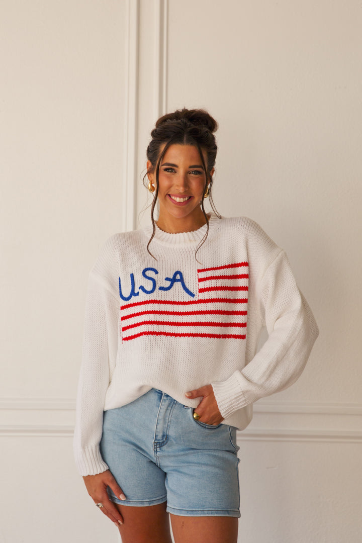 USA Flag Knit Sweater