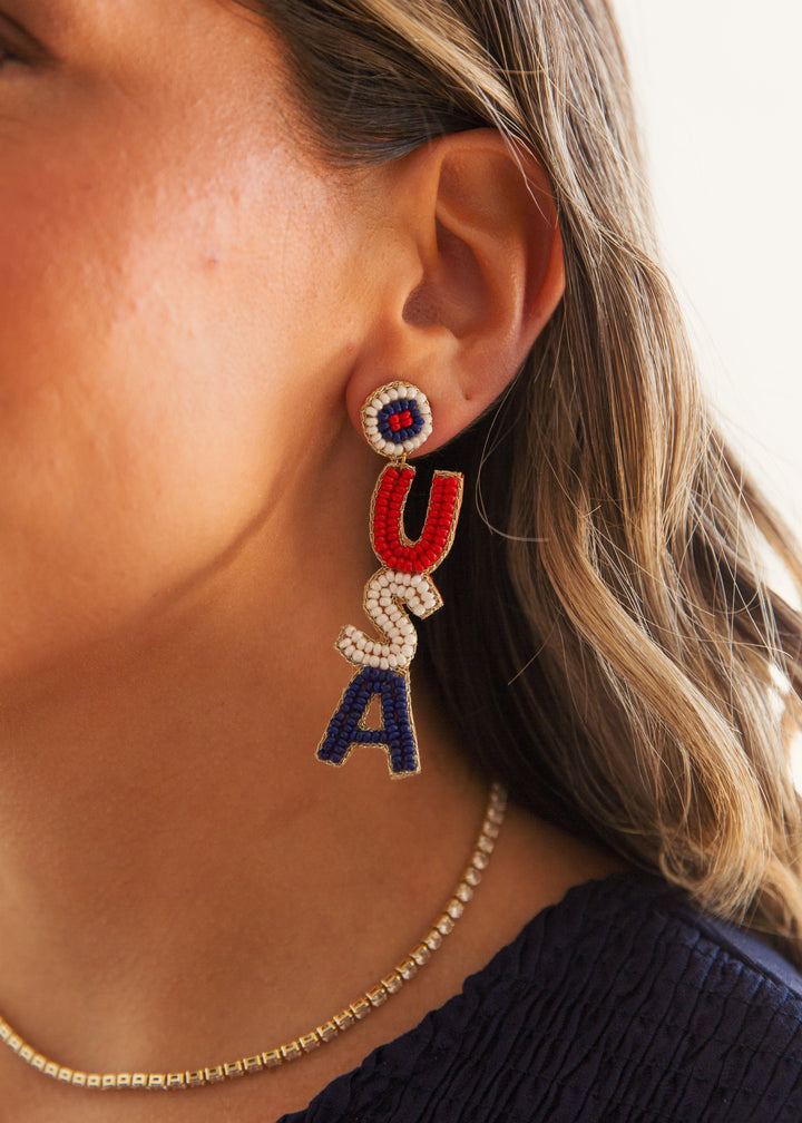 USA Beaded Earrings