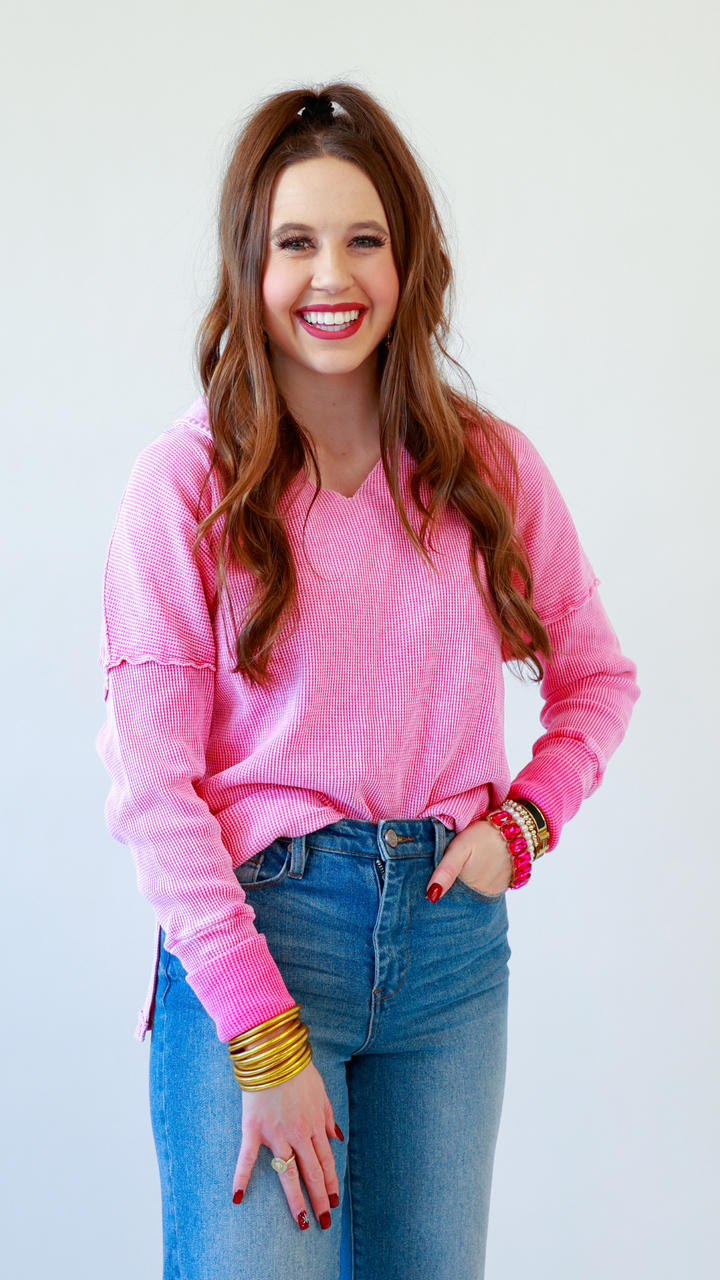 Pink Posey Waffle Knit Top