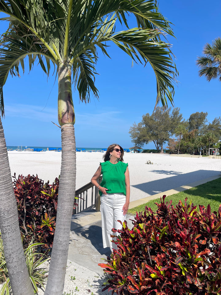 Paradise Oasis Kelly Green Textured Top