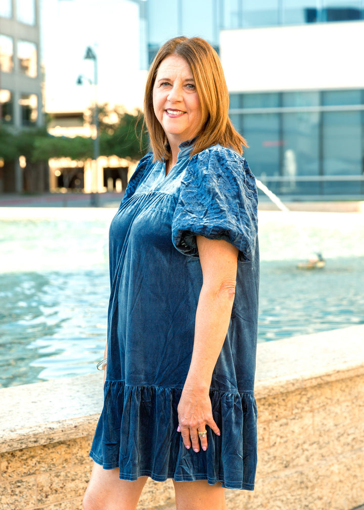 Frosty Nights Slate Blue Dress