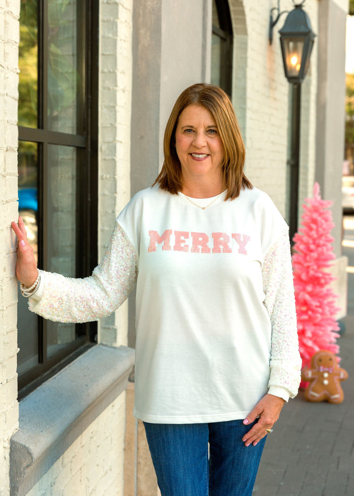 Merry Sequins Sweater with Sequins Sleeves