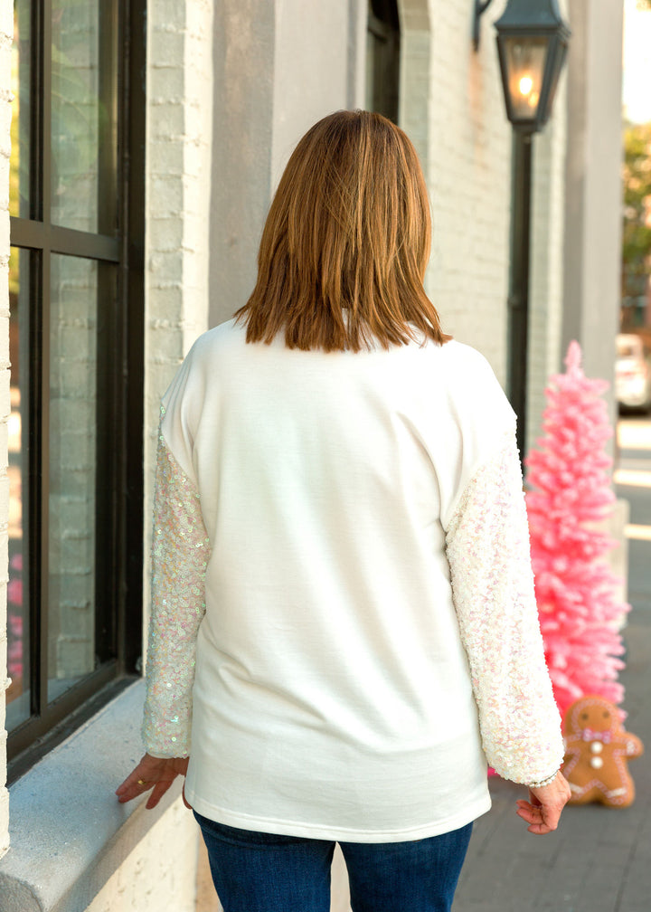 Merry Sequins Sweater with Sequins Sleeves