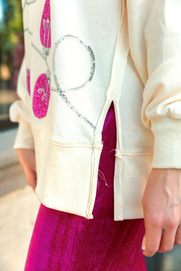 Fuchsia and Cream Pink Light Bulb Sweater