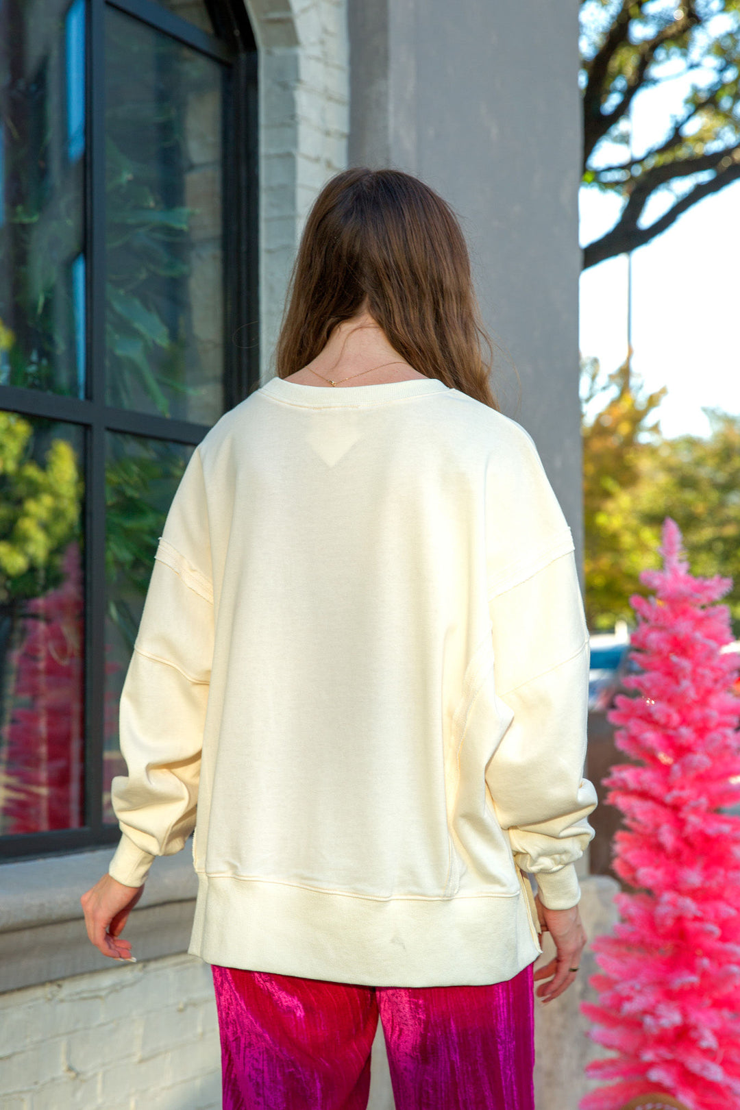 Fuchsia and Cream Pink Light Bulb Sweater