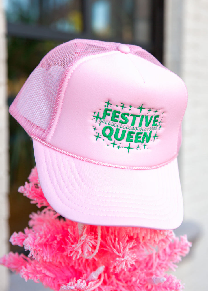 Pink Festive Queen Trucker Hat