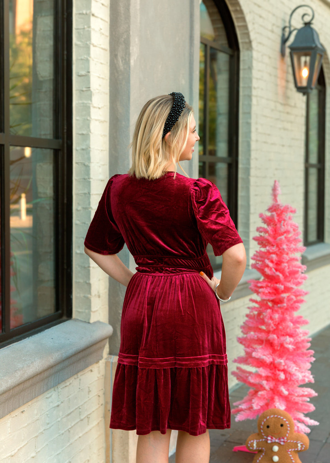 wine color holiday dress High Low Wine Red Organza Beaded And Lace Party Dress, Dark Red Prom Dress Party Dress