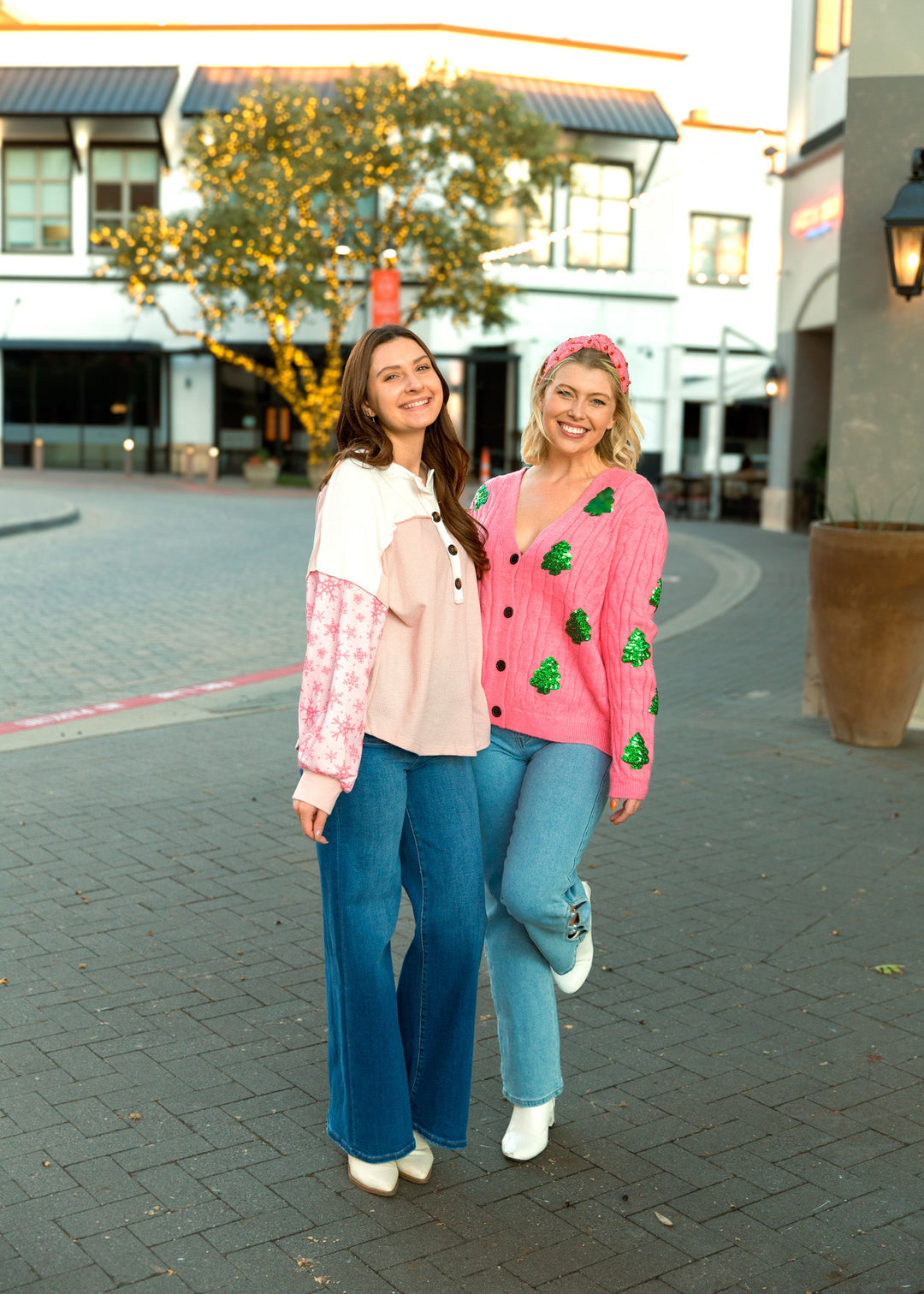 Pink Sequins Christmas Tree Cardigan