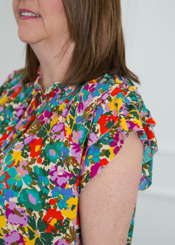 Floral Butterfly Sleeve Top