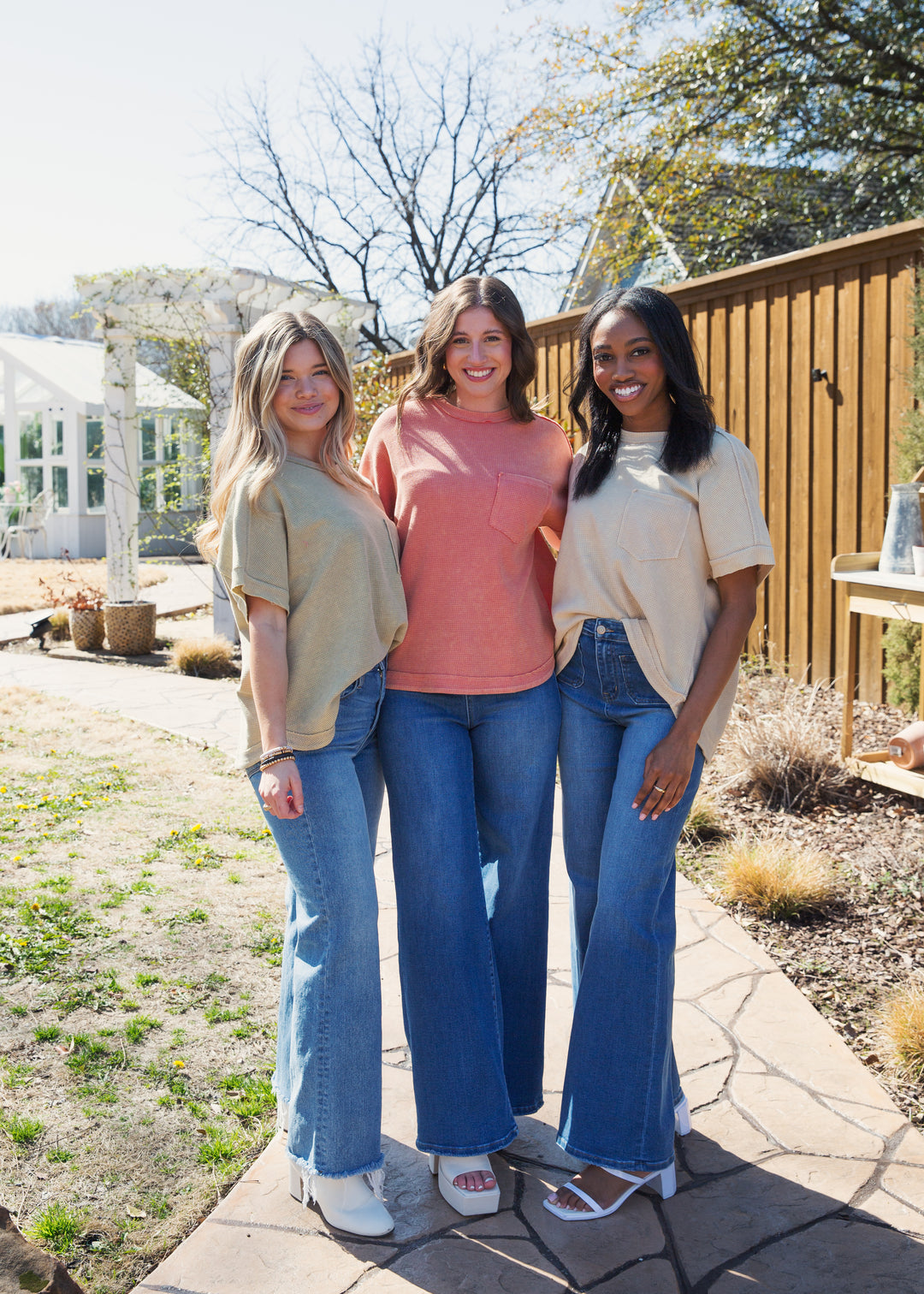 Coral Waffle Pocket Front Top