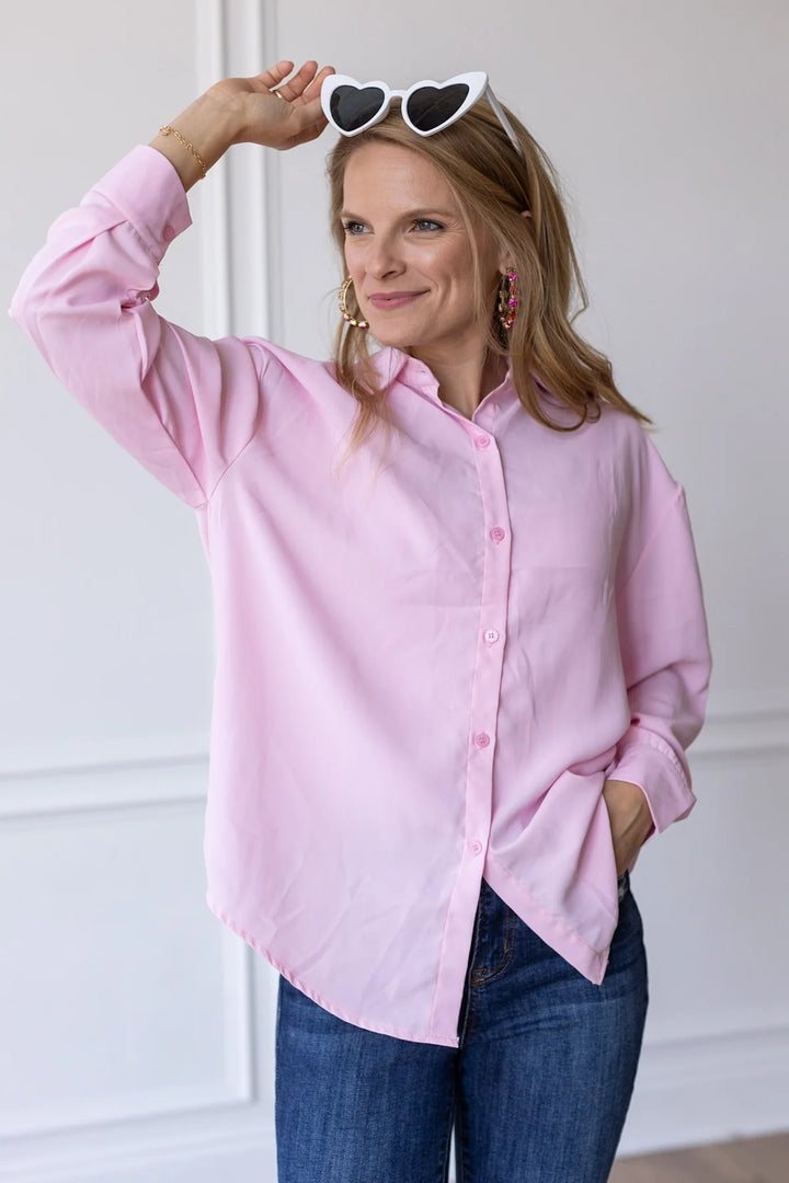 Classic Pink Button-Up Shirt