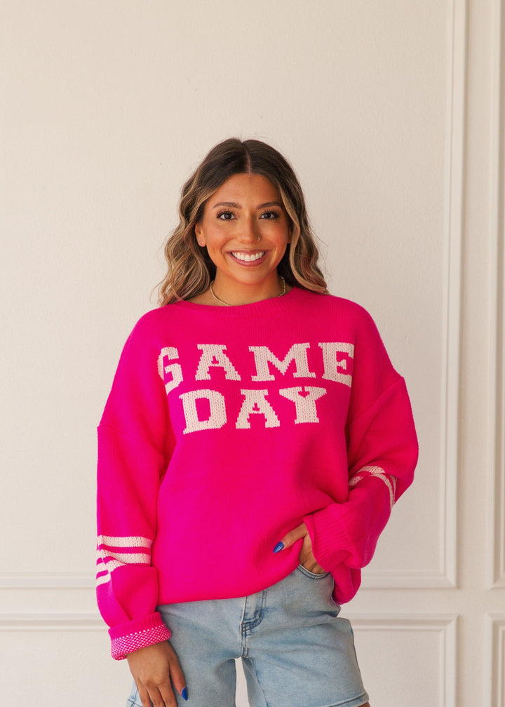 Game Day Fuchsia Long Sleeve Sweater